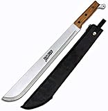 KOSxBO® stabile Machete 570mm Holzgriff Arbeitsmachete Buschmesser Messer mit Scheide Trainingsmesser scharf Outdoor Survival Camping, braun, silber, schwarz