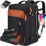 Lumesner Handgepäck-Rucksack, extra groß, 40 l, Flugzugelassen, Reiserucksack für Männer und Frauen, erweiterbar, großer Koffer-Rucksack mit 4 Packwürfeln, (Schwarz (Backpack mit 3 Packwürfeln))