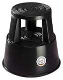 Wedo Rollhocker Step aus Kunststoff, bruchfest, rollbarer Tritthocker, TÜV-geprüft, Made in Germany, Höhe 43 cm, Tragkraft 150 kg, schwarz