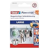 tesa Powerstrips Large - Doppelseitige Klebestreifen zur Montage von Gegenständen auf glatten Oberflächen - Bis zu 2 kg Halteleistung - 10er Pack Powerstrips