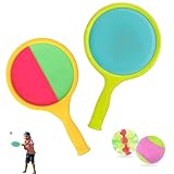 agogue 4 Stück Ballspiele für Draußen Kinder, 2 Paddel und 2 Bälle, Klettballspiel für Kinder Children Garden Outdoor Strand Spielzeug Spiele Mädchen Jungen Fangball-Spiel