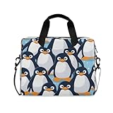Lustige Pinguin-Laptop-Tasche für Damen und Herren, Computertasche, Laptop-Hülle, Aktentasche für 14/15,6/16 Zoll, Laptop-Umhängetasche für Büro, Schule, Arbeit, Reisen, Mehrfarbig/Meereswellen (Ocean