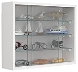 VCM Glasvitrine hängend | Vitrine Glas | Maße: H. 40 x B. 50 x T. 12 cm | Hängevitrine Glas | Modern und platzsparend | Glas Vitrinenschrank - Drivalo S Weiß