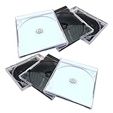 SOLUSTRE 6 Stücke CD Home Reise Alter Hülle DVD Hüllen Kunststoff Für Grau Kino Weiß Aufbewahrung Single Shop Transparent Tragbar Schwarz