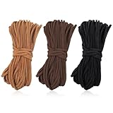 YQQYG 3 Rollen Lederschnur Lederband 10 m x 3 mm Lederschnüre, Klassik Vintage Lederbänder für DIY Armband Halskette Schmuck Handwerk (Braun, Hellbraun, Schwarz)