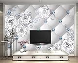 Tzxztt Schlicht Dreidimensional Blumen Kreativ Kunst Moderne 3D Tapete Hochwertige Strukturierte Seide Neutrale Material Ideal Für Wohnzimmer Schlafzimmer-400cm×280cm