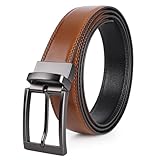 Sunya Gürtel Herren Braun und Schwarz. Wendegürtel Beidseitige Nutzung 3.3cm Breit. Herren Ledergürtel für Business Anzug
