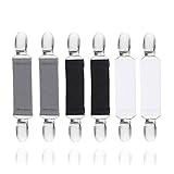 Wangzhenxi 6 Stück Hosen-Enger-Clips + Cardigan-Zubehör - Elastische Kleiderclips für Pullover, Hemden & Schürzen (Schwarz/Grau/Weiß) - Verstellbare Cinch Clips für Damenmode und Hosenträger