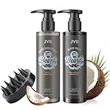 Bartshampoo für Männer, 3 in 1 Bartpflege Set, JVR Beard Wash Reinigung, Glättet und Befeuchten, Professionelle Bart Produkte mit Bart Shampoo und Conditioner Set, Bart Massagebürste