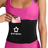 BINIBINI® Bauchweggürtel Fitness Waist Trainer Damen, perfekt als Schwitzgürtel zum Abnehmen und Bauch weg trainieren; Nierengurt oder Bauchgurt nach Schwangerschaft - mit integrierter Handytasche (M)
