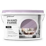 Preismaxx Profiweiß Wandfarbe lila 2,5L, hohe Deckkraft, Dispersionsfarbe innen, Innenwandfarbe Raumfarbe Flieder deckend, Deckkraftklasse 2, matt Innenfarbe Profi Qualität