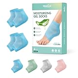 Welnove Feuchtigkeitsspendende Fersensocken – 2 Paar mit Aloe Vera-Extrakt angereichertes Gelfutter für trockene Füße – Reparaturbehandlung für rissige Fersen(extra große Größen)