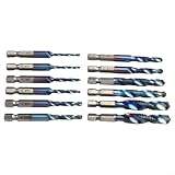Umfassendes HSS-Gewindebohrer-Set mit sicherem Sechskantschaft, kompatibel mit Elektrowerkzeugen, 12-teilig