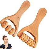 Massageroller,2 Stück Massageroller Holz,Massageroller Roller,Faszienrolle Mit Griff,MassagegeräT Holz,Triggerpunktroller,Für Rücken,Beine,Nacken,Schultern