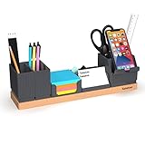Schreibtisch Organizer, Yanavee Schreibtischorganizer Holz Büro Organizer Einstellbaren Stifthalter, Telefonständer, Visitenkarteninhaber, Bleistiftschale, Platzsparende Desk Organizer Tisch Organizer