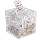 Acryl-Kinderbank – Durchsichtiges Sparschwein, Durchsichtige Spardosen Für Kinder | Nicht Zu Öffnende Würfel-Geldspar-Aufbewahrung, Kleingeldbank, Transparente Geldkassette Für Kinder, Mädchen