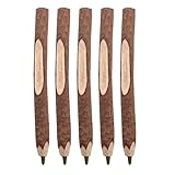 Holzstift, 5pcs Naturholzstift, dreidimensionale Nicht-Schlupf-Kugelschreiber, glattes Schreiben von schwarzen Tintenstiften für Büroschulengeschenke