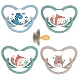 NIP Latex NaturLatex Schnuller BUTTERFLY mit Ring Größe L // 4 Stück Set // Gr.3 16-32 Monate // Latex FSC 100%, made in Germany