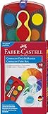 FABER-CASTELL 125030 - Farbkasten CONNECTOR mit 12 Farben, inklusive Deckweiß, Pinselfach und Namensfeld, rot, 1 Stück