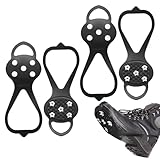 2 Paar Anti-Rutsch Schuhspikes, Grödel Steigeisen für Bergschuhe mit 5 Zähne, rutschfeste Schuhkrallen, Ice Grips Eisspikes für Schuhe Stiefel, Antirutsch Spikes zum Überziehen für Wandern Outdoor