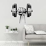 JCSMKFQ Hantel-Wandaufkleber, Fitnessstudio, Fitness-Center, Bodybuilding, Sport, Schlafzimmer, Vinyl-Wandaufkleber, elektrische Wandkunst, Wanddekoration