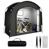 Fahrradzelt Fahrradgarage für 1-2 Fahrräder, 200*80*165CM Fahrradschuppen Wetterfest, 210D Oxford Wasserdichte Fahrradplane Gerätehaus Gartenschuppen für Motorrad Gartengeräte Spielzeug Rasenmäher