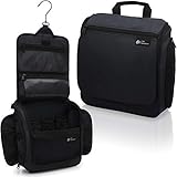 D&D - Kulturbeutel zum Aufhängen – Designer-Reise-Organizer für Make-up und Toilettenartikel für Damen und Herren – Hängekoffer für Kosmetik und Toilettenzubehör mit drehbarem Metallhaken Schwarz