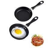 Mini Bratpfanne Mini Antihaft Pfanne Spiegelei Pfanne 12cm Mini Eierbratpfanne Antihaft-Omelettpfanne Mini Bratpfanne mit Isolierschutzgriff zum Braten von Eiern für Speck,Steaks,Omelett (2 Stück)