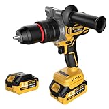 21V Bürstenloser Akkuschrauber mit Schlagbohrfunktion, Akku Schlagbohrschrauber mit 2 x 4.0Ah Akkus, 2-Gang Akkuschrauber, 20+3 Drehmomentstufen, 13mm Bohrfutter, LED