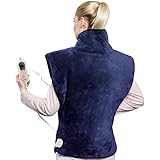 HANGSUN Heizkissen für Rücken Schulter, 90×60cm Wärmekissen mit Abschaltautomatik, Wärmecape Elektrisch mit 6 Temperaturstufen, Weiche Mikrofaser, Abnehmbare Steuereinheit
