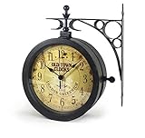 TFA Dostmann Nostalgie Wanduhr und Thermometer, Gartenuhr, 60.3011, Outdooruhr, Aussenbereich geeignet, doppelseitig