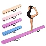 COSTWAY 210 cm Schwebebalken, Gymnastikbalken klappbar, Turnbalken rutschfest, Balance Beam bis 73 kg, tragbarer Balken mit Tragegriffen, Gymnastik Balance Balken für Zuhause Turnen (Helllila)