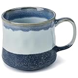 Cteahrow 600 Ml Große Keramik-Kaffeetassen mit großem Henkel, große Teetasse für Büro und Zuhause, mikrowellen- und spülmaschinenfest, heißes und kaltes Getränk (Blau)