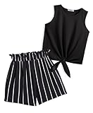 Arshiner Mädchen Tanktops mit Shorts Set Kinder Sommer Bekleidungssets Lässige Mode Ärmelloses T-Shirts Kleidung Sets für Mädchen 6-7 Jahre