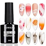 TOMICCA Clear Blooming Gel Nail Polish, Soak Off UV LED Spreading Gel Nail Polish Designs for Nail Painting, Marble,Watercolor Blooming Gel Polish Nail Art Design 8ml