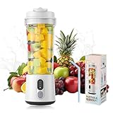 Tragbarer Mixer, 500ml USB Wiederaufladbar 4000mAh Mini Smoothie Mixer, 6 Edelstahlklingen, Mini Standmixer für Reisen, Küche, Fitness