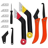 QMLING 4 Stück Fugenkratzer Fliesen, Abgewinkelter Fugenentferner Werkzeug mit 7 Ersatzklingen, Fliesenfugen Entfernen Handsäge, Fugenkratzer Bad für die Fliesenreinigung