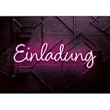 Moosthaler 12x Neon Einladungskarten Kindergeburtstag Mädchen - Stylishe Einladung zum Geburtstag im Neon Schriftzug Stil - Einladungskarten Geburtstag - Party Geburtstagseinladungen