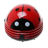 Jzhen Mini Tischsauger, Elektrischer Tisch-Staubsauger, Marienkäfer Design Staub Reiniger(Rot)