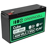 Green Cell® Akku Bleiakku Batterie AGM (6V 12Ah VRLA Faston F1) Zyklenfester Sealed Lead-Acid Blei Ersatzakku Solar Solarpanel Batterie Photovoltaik Versorgungsbatterie wartungsfrei Varianten