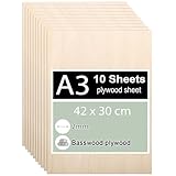 Linde Sperrholz 2mm, A3 42 x 30 cm, Holzplatten für DIY, Laserbearbeitung, Brandmalerei, Modellbau, Deko, Gemälde