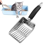 Katzenstreuschaufel, Katzenstreuschaufel, Schaufel aus Edelstahl, große Kapazität, Reinigungsschaufel, ergonomisch für Balkon, Wohnzimmer, Innenhof, Haus