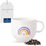 Villeroy & Boch – With Love Kaffeebecher 'Be Happy' Weiß, Spülmaschinenfest, Mikrowellensicher, Kaffeetasse Regenbogen, Heißgetränkebecher, Tasse, Geschenk, Premium Porzellan