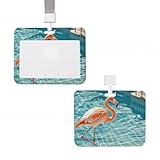Ausweishalter aus Kunststoff, vertikaler Ausweishalter, Flamingo- und Schwimmbad-Kartenetui, Ausweishülle, Schutz mit transparentem Fenster, Ausweis, Kreditkarte, für Büro, Arbeit, Krankenschwester