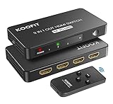 HDMI Switch HDMI Splitter, Automatisch 4K Switch 3 in 1 Out, Umschalter mit IR Fernbedienung, Verteiler Unterstützt HDCP 2.2 4K 3D HDR für PS5 Xbox PS4 Blu-Ray Player