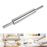 Walfront Nudelholz aus Lebensmittelechtem Edelstahl, Backwerkzeug, Küchenzubehör, Antihaft-Teig-Pizza-Kuchen-Roller für Fondantkruste, Keksgebäck, Leicht zu Pflegen, Müheloser Teig (Splitter2)
