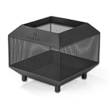 Landmann Feuerschale Cube 44cm x 44cm schwarz I viereckiger Feuerkorb aus pulverbeschichtetem Stahl I Feuerstelle mit 4 stabilen Beinen