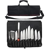 Tosnail Chef Messer Roll Tasche, Heavy Duty Messer Tasche mit 21 Slots & 1 große Reißverschlusstasche, Easy Carry Handle und Schultergurt, Messer Tasche für Reisen Camping