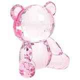 Kichvoe Acryl Bärenmodell Tischdekoration Klein Rosa Wetterfeste Gartenfigur Märchenstil Langlebige Acrylskulptur für Kinderzimmer und Party