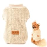 SMALLLEE_LUCKY_STORE Gerippter Fleece-Pullover für kleine Hunde, Katzen, Welpen, Yorkie, Chihuahua, warme Winterkleidung